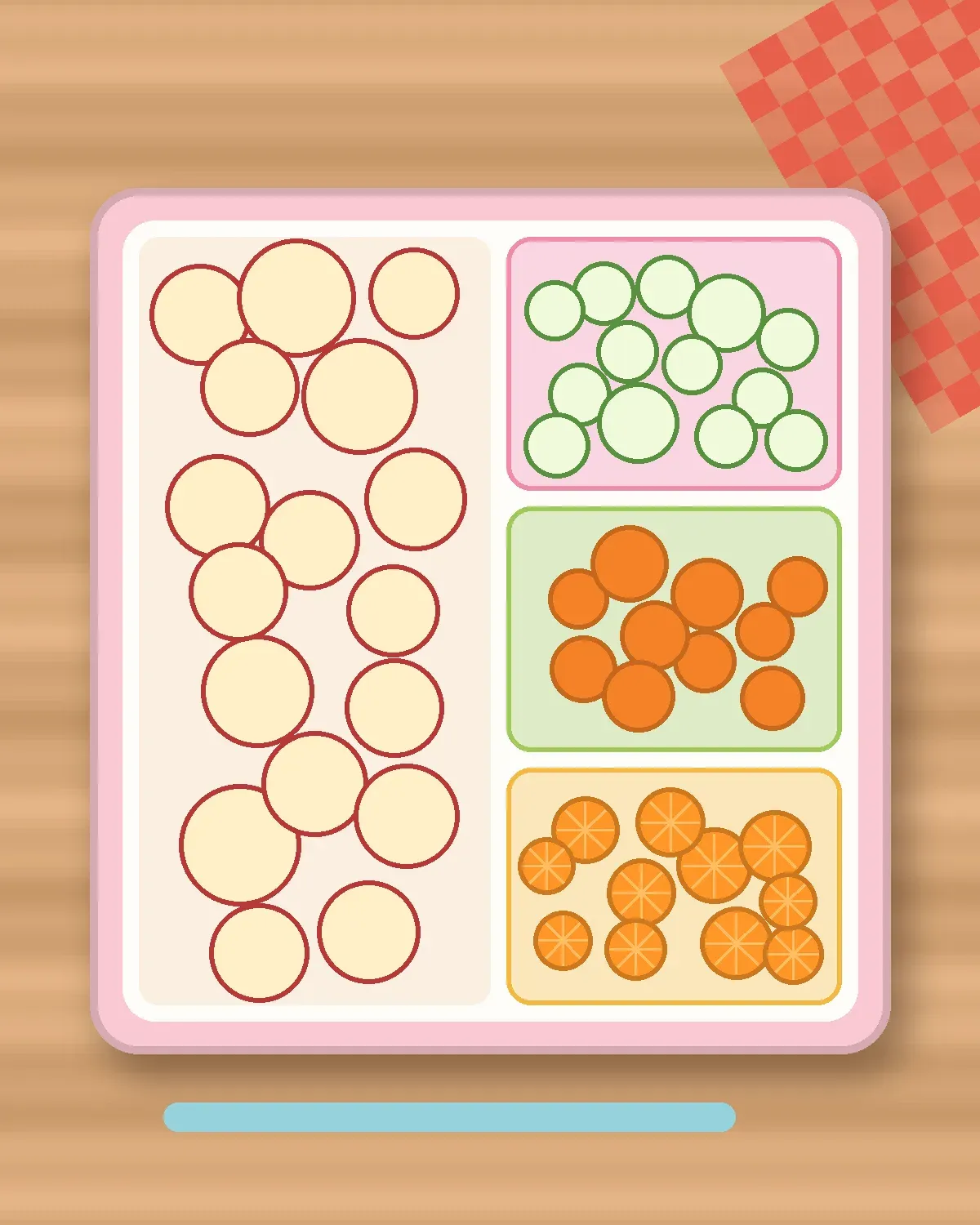 Illustration of Apple Bunnies in a colourful bento box
