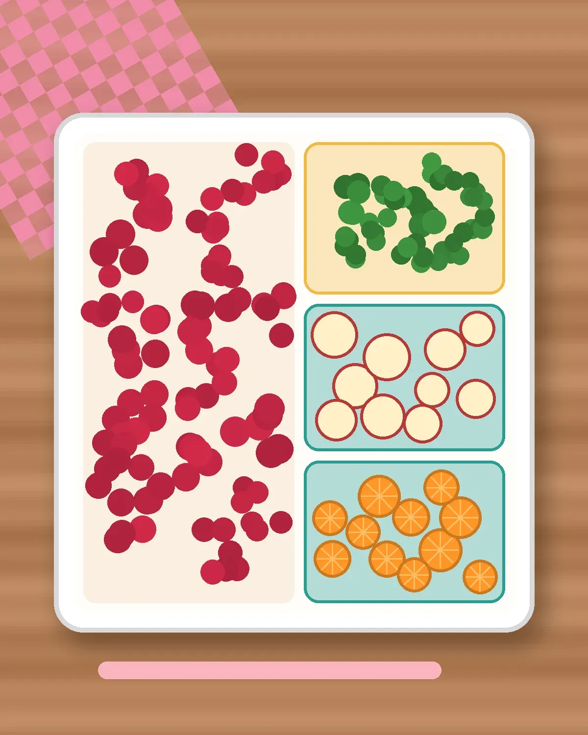 Illustration of Berry Cup in a colourful bento box