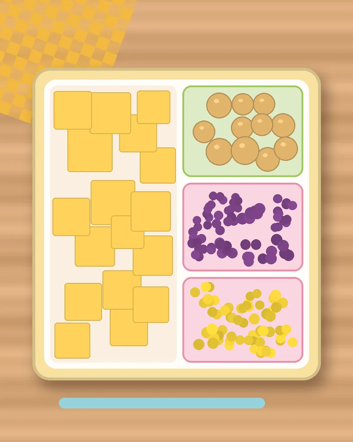 Illustration of Cheese Cubes & Crackers in a colourful bento box