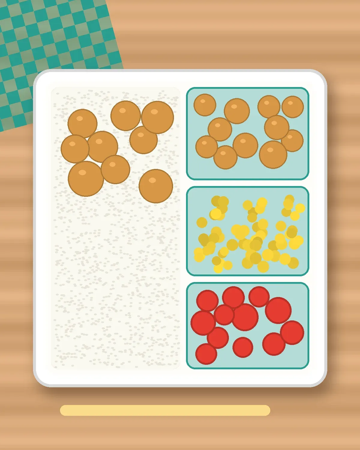 Illustration of Chicken & Corn Congee in a colourful bento box