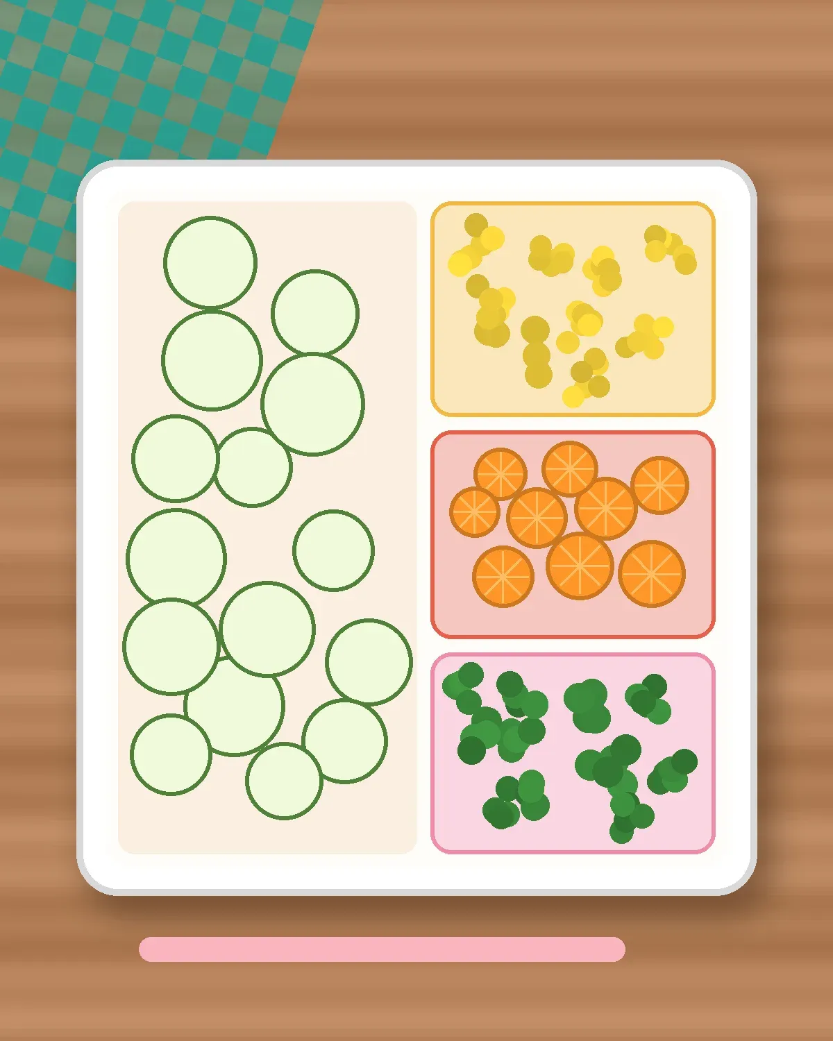 Illustration of Kongnamul-Style Zucchini Namul in a colourful bento box