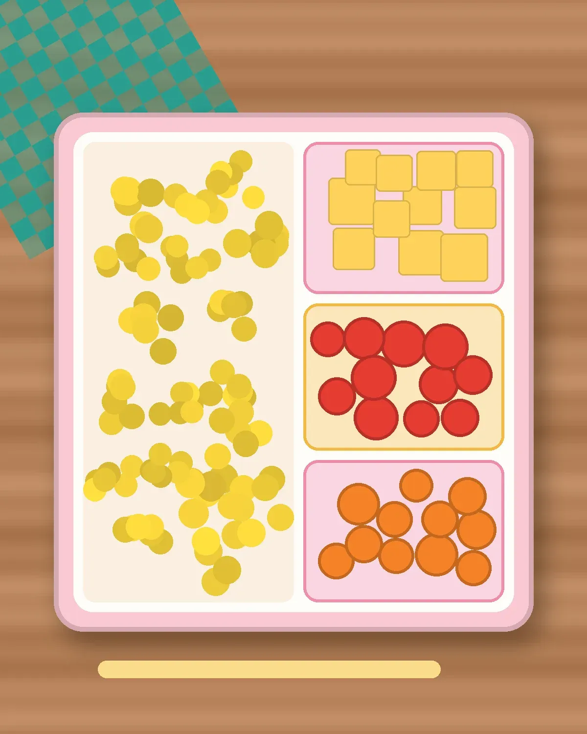 Illustration of Korean Corn Cheese Cup in a colourful bento box