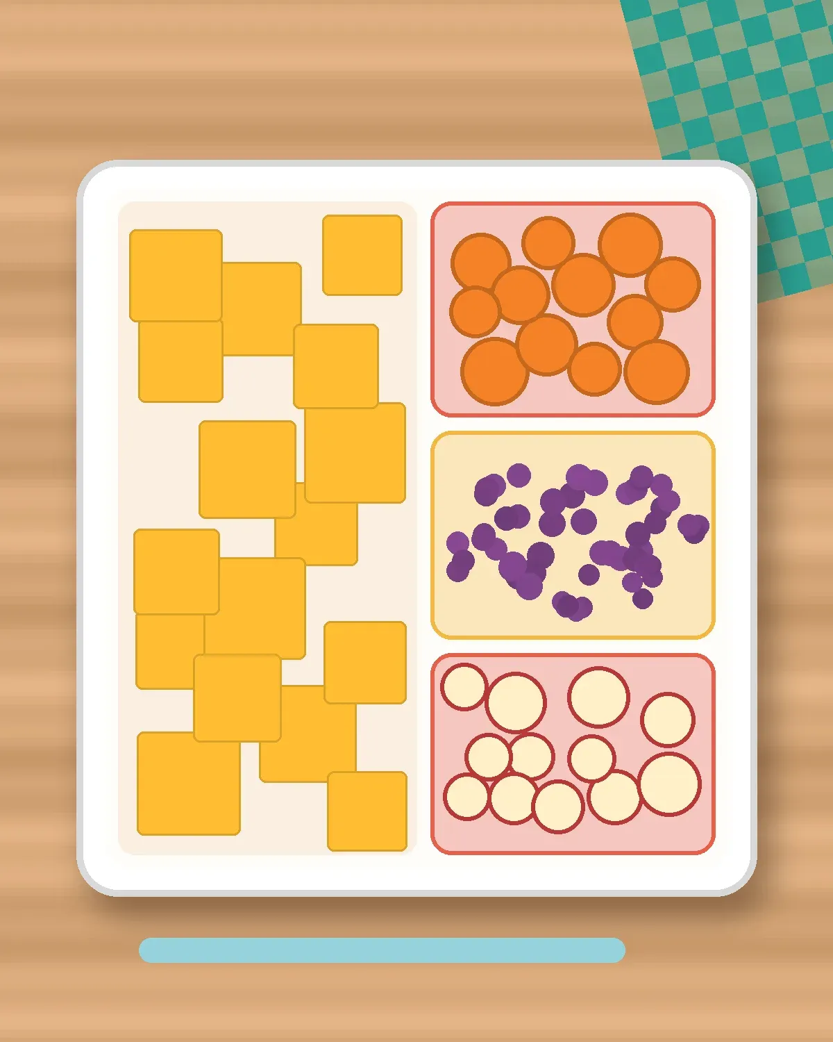 Illustration of Mango Cubes in a colourful bento box