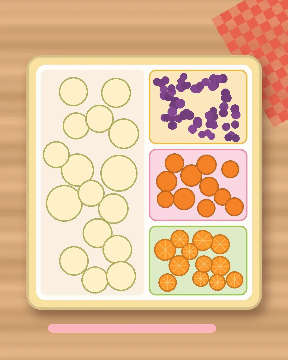 Illustration of Pear Fans in a colourful bento box