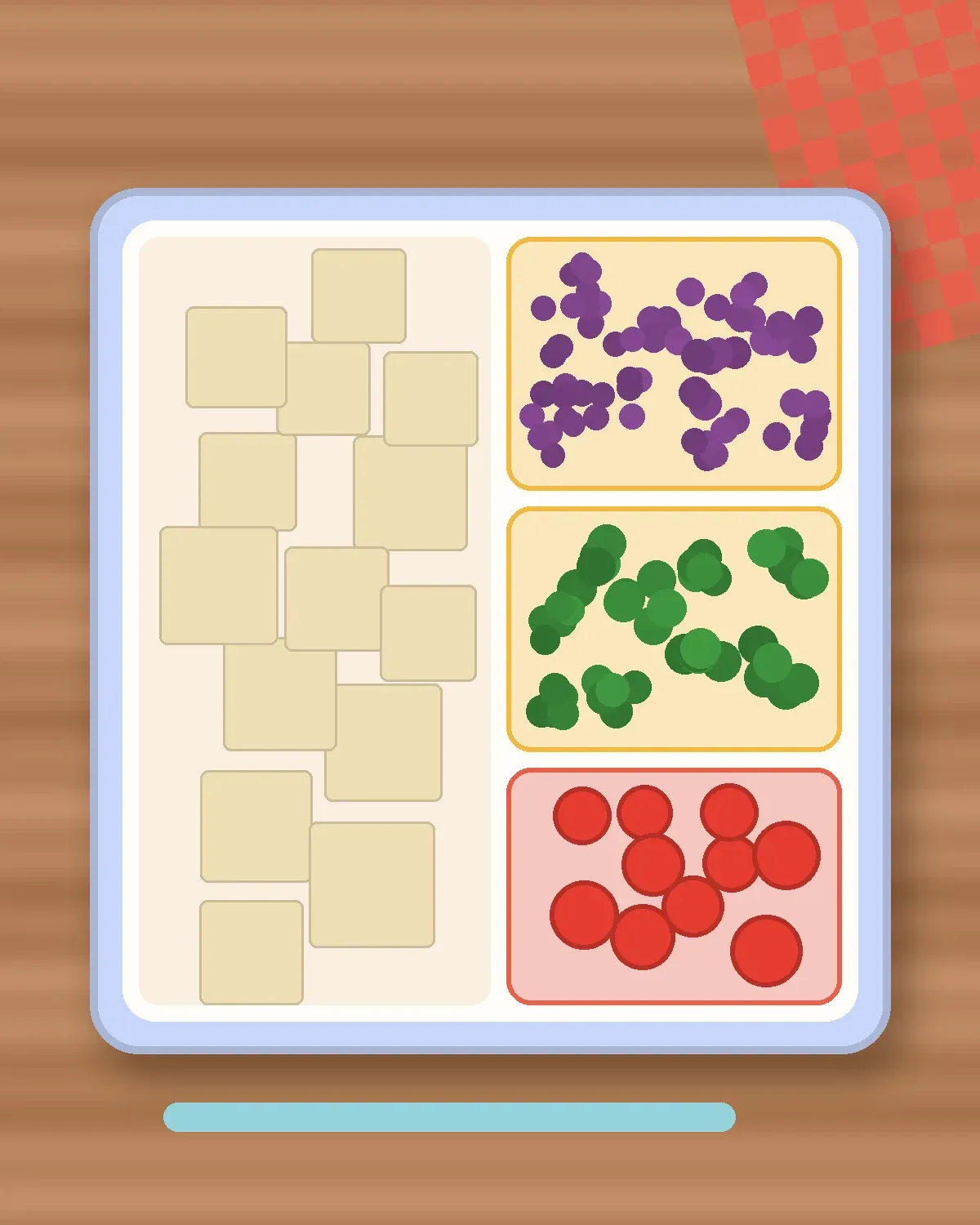 Illustration of Soy-Glazed Tofu Cubes in a colourful bento box