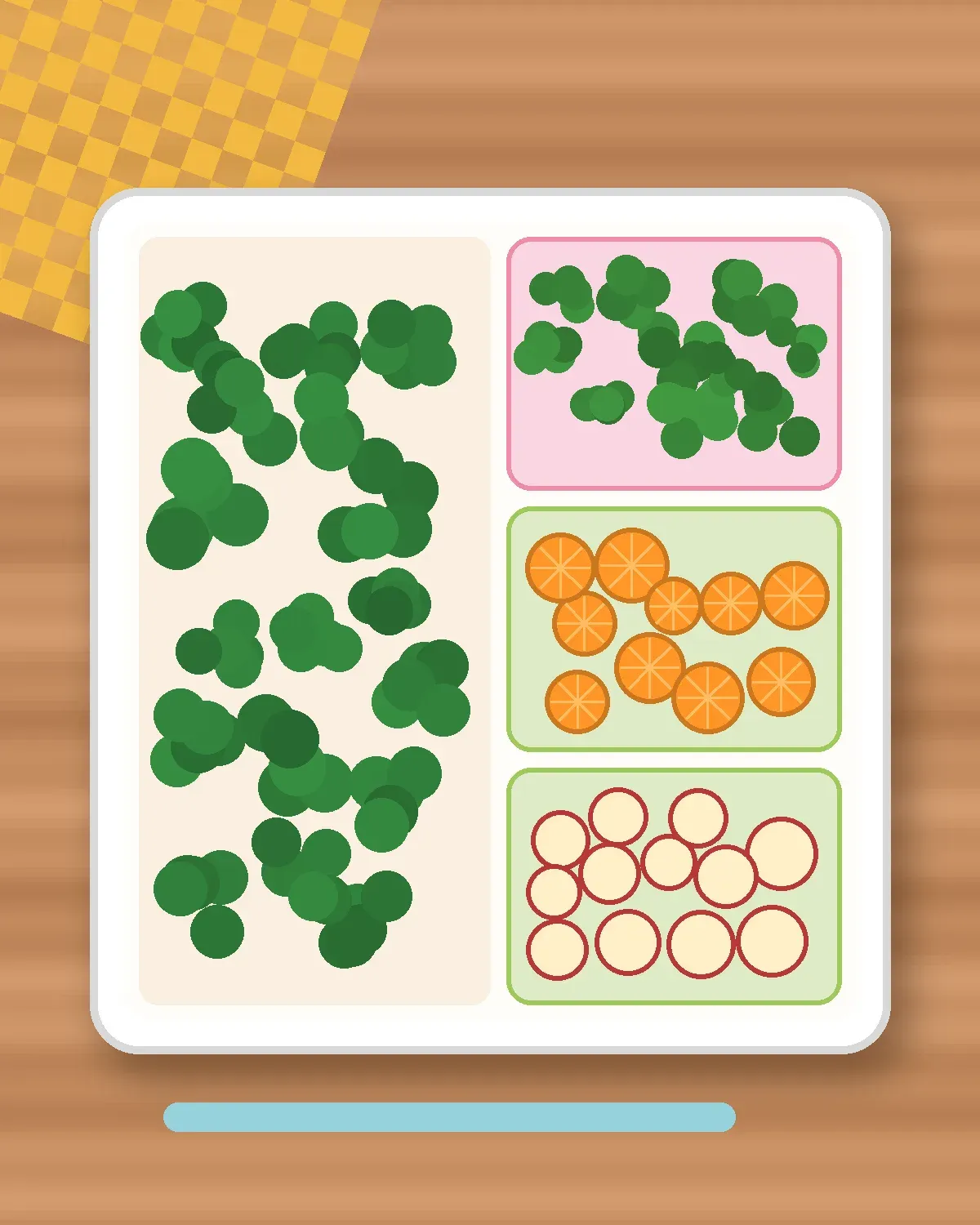 Illustration of Stir-Fried Kailan in a colourful bento box