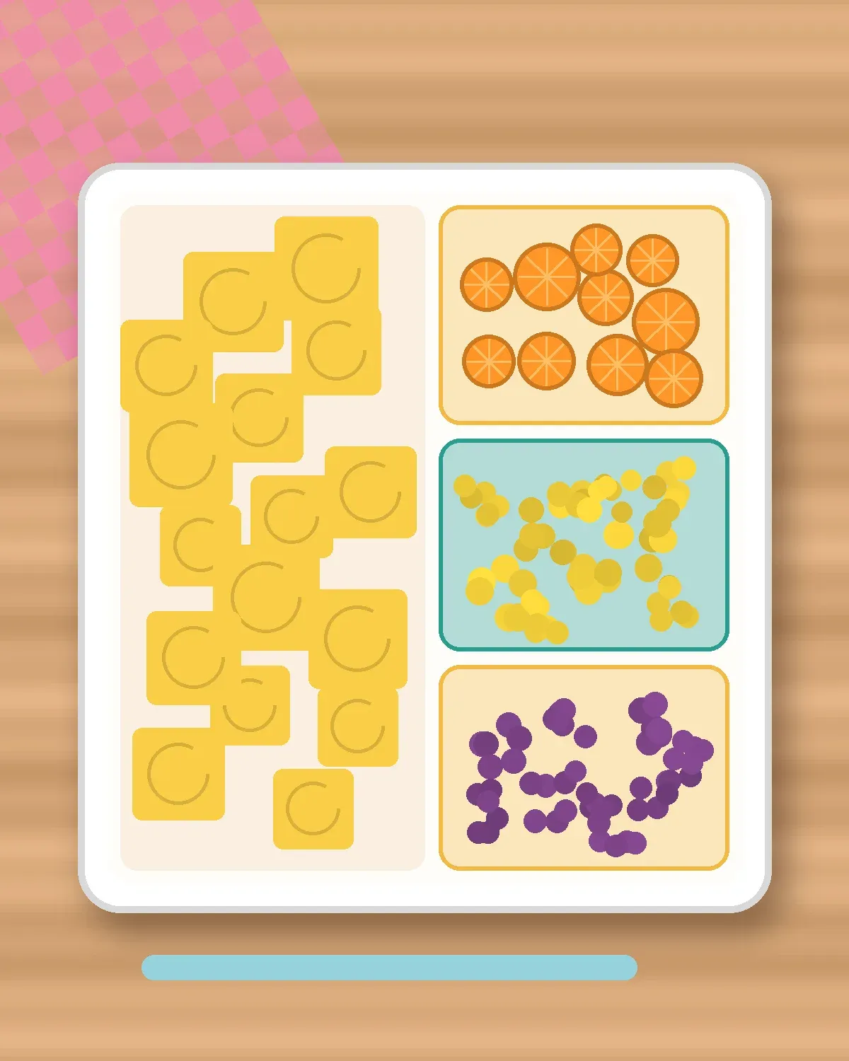 Illustration of Tamagoyaki Strips in a colourful bento box