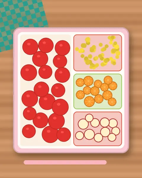 Illustration of Capsicum Strips in a colourful bento box