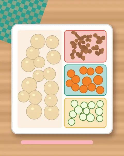Illustration of Hummus & Veggie Wrap in a colourful bento box